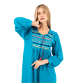 Zecotex Women’s Long Embroidered Nightdress – Full Sleeve – Soft Viscose Blend – Multi Colors – Multi Sizes