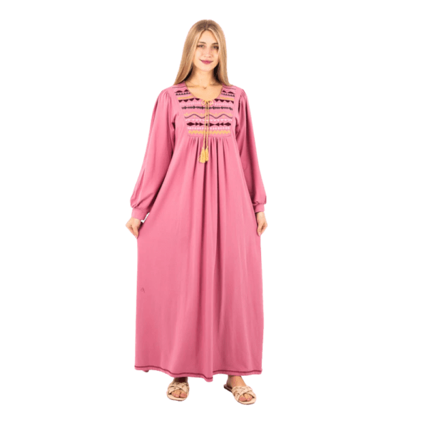 Zecotex Women’s Long Embroidered Nightdress – Full Sleeve – Soft Viscose Blend – Multi Colors – Multi Sizes