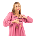 Zecotex Women’s Long Embroidered Nightdress – Full Sleeve – Soft Viscose Blend – Multi Colors – Multi Sizes