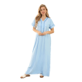 Zecotex Women’s Embroidered Cotton Nightdress – Short Sleeve – Soft Stretch Fabric – Multi Colors – Multi Sizes