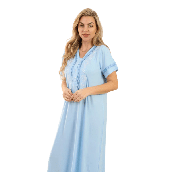 Zecotex Women’s Embroidered Cotton Nightdress – Short Sleeve – Soft Stretch Fabric – Multi Colors – Multi Sizes