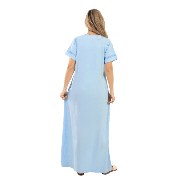 Zecotex Women’s Embroidered Cotton Nightdress – Short Sleeve – Soft Stretch Fabric – Multi Colors – Multi Sizes