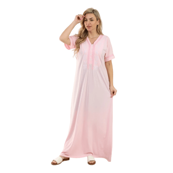 Zecotex Women’s Embroidered Cotton Nightdress – Short Sleeve – Soft Stretch Fabric – Multi Colors – Multi Sizes