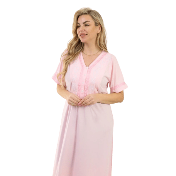 Zecotex Women’s Embroidered Cotton Nightdress – Short Sleeve – Soft Stretch Fabric – Multi Colors – Multi Sizes