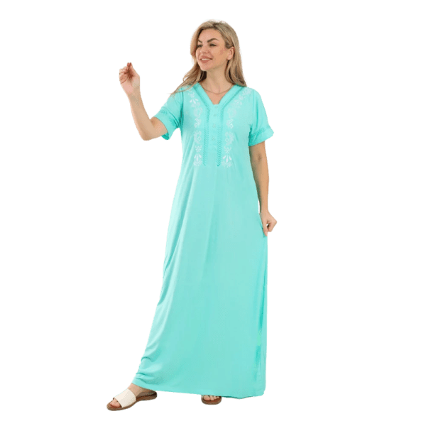 Zecotex Women’s Embroidered Cotton Nightdress – Short Sleeve – Soft Stretch Fabric – Multi Colors – Multi Sizes