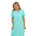 Zecotex Women’s Embroidered Cotton Nightdress – Short Sleeve – Soft Stretch Fabric – Multi Colors – Multi Sizes