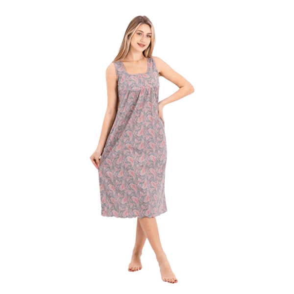 Zecotex Women’s Sleeveless Printed Nightdress – Soft Stretch Fabric – Multi Sizes