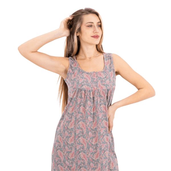 Zecotex Women’s Sleeveless Printed Nightdress – Soft Stretch Fabric – Multi Sizes