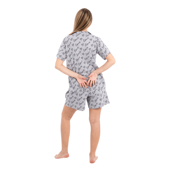 Zecotex Women's Classic Short Pajama Set –"Love" Grey – Multi Sizes