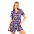 Zecotex Women's Classic Short Pajama Set – Purple Floral – Multi Sizes