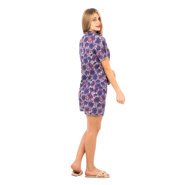 Zecotex Women's Classic Short Pajama Set – Purple Floral – Multi Sizes
