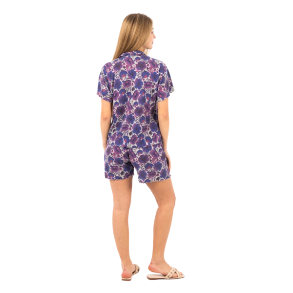 Zecotex Women's Classic Short Pajama Set – Purple Floral – Multi Sizes