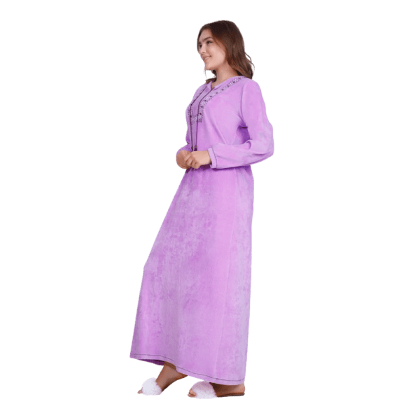 Zecotex Women's Winter Embroidered Velvet Abaya – Light Purple – Multi Sizes