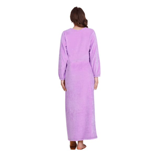 Zecotex Women's Winter Embroidered Velvet Abaya – Light Purple – Multi Sizes