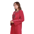 Zecotex Women's Winter Embroidered Velvet Abaya – Red – Multi Sizes