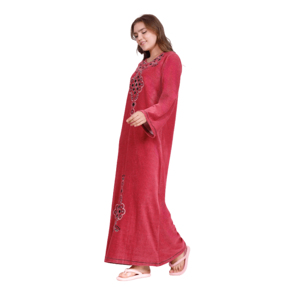 Zecotex Women's Winter Embroidered Velvet Abaya – Red – Multi Sizes