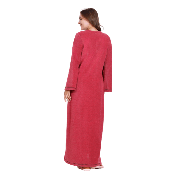 Zecotex Women's Winter Embroidered Velvet Abaya – Red – Multi Sizes