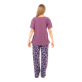 Zecotex Women’s Printed Pajama Set – Purple T-Shirt & Floral Pants – Multi Sizes
