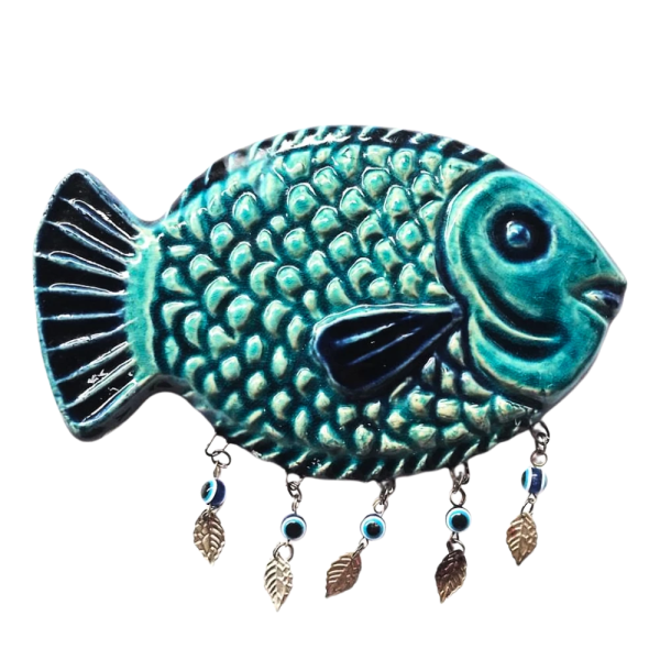 Soudy Ceramic Art Hanging – Fish Design with Charms – 20×10 cm – SF2
