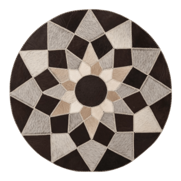 Cairo Knot Handmade Natural Leather Rounded Rug - Diameter: 120