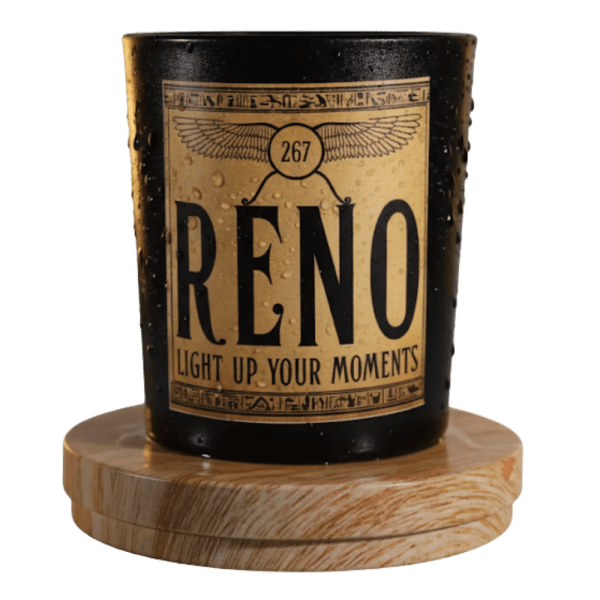 Rino Black Glass Candle – Musk & Amber Scent – 8.5 × 7.5 cm