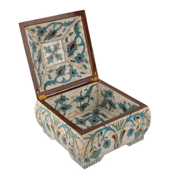 Handcrafted Mother-of-Pearl Inlaid Wooden Jewelry Box