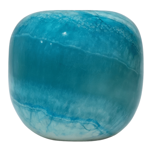 Turquoise Alabaster Round Vase – 15×15 cm