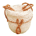 Handwoven Palm Fiber Basket with Lid and Rope Detail