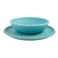 Handcrafted Ceramic Plate & Bowl Set – Turquoise Finish