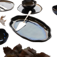 Handcrafted Ceramic Serving Set – Iridescent Black Finish