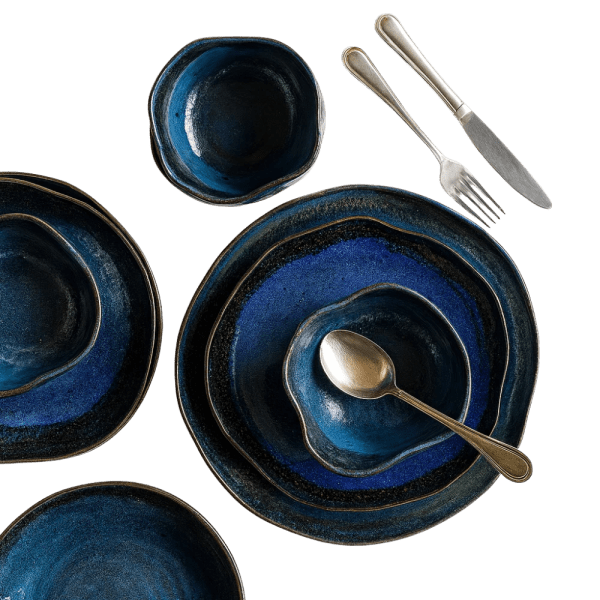 Handcrafted Ceramic Dinnerware Set – Deep Ocean Blue