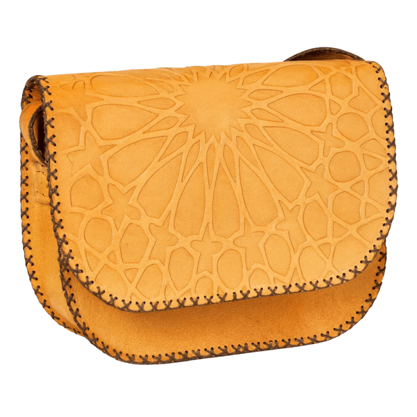 Bast Gallery Handcrafted Leather Bag with Geometric Arabesque Pattern
