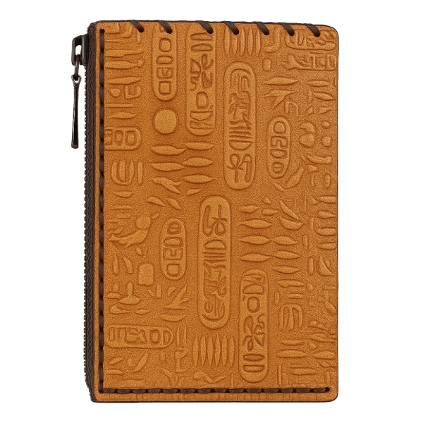 Bast Gallery Handcrafted Women’s Leather Wallet with Hieroglyphic Engraving
