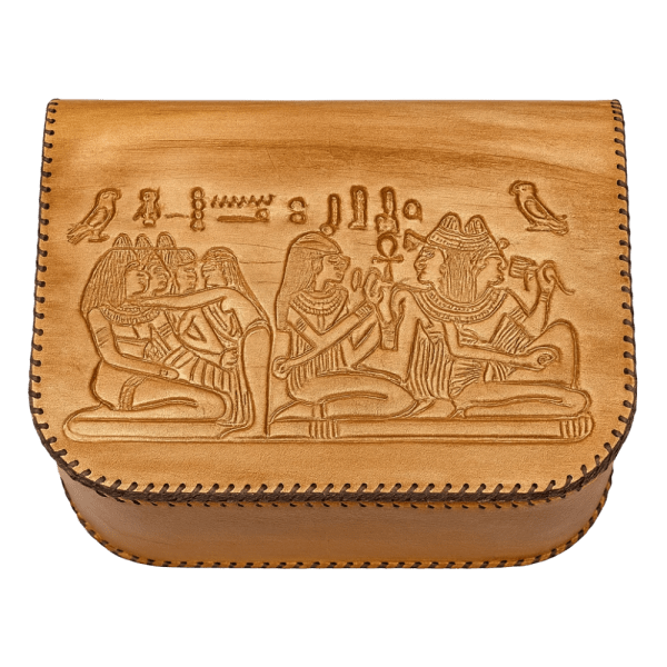 Bast Gallery Handcrafted Camel Leather Women’s Shoulder Bag with Pharaonic Engraving