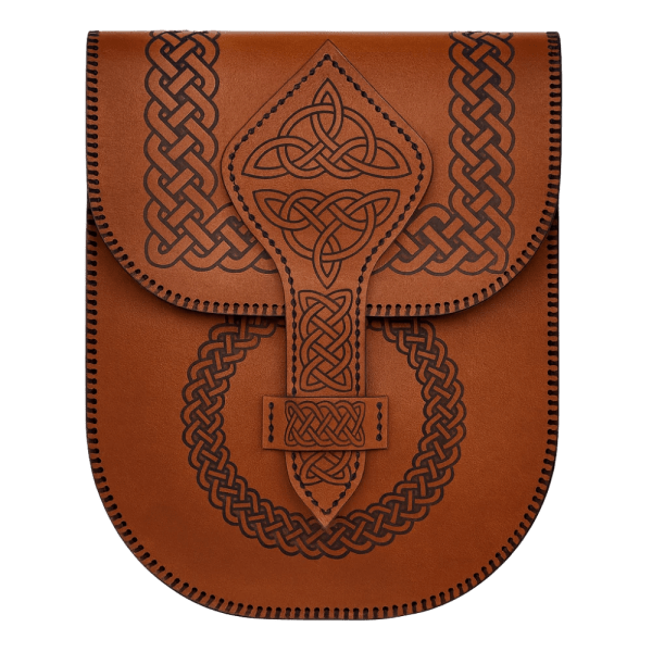 Bast Gallery Handcrafted Camel Leather Handbag with Celtic Knot Embossed Design