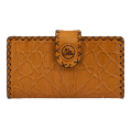 Bast Gallery Handcrafted Camel Leather Women’s Wallet with Arabesque Geometric Engraving