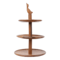 Hegaza Wooden 3-Tier Serving Stand with Bird Top