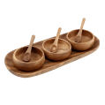 Hegaza Handcrafted Wooden Serving Bowl Set with Tray and Spoons