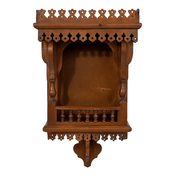 Handcrafted Wooden Wall Shelf with Arabesque Design
