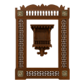 Handcrafted Wooden Wall Frame with Mashrabiya and Inlay Details