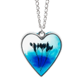 Mesista Gift Store – Customizable Heart Necklace Blue Floral Design