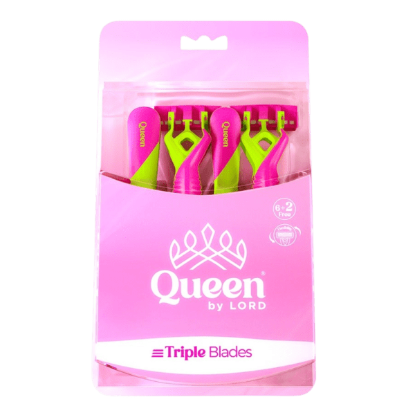 Queen By Lord Triple Blades Disposable Razors, 6+2 free "Pink" - Premium Pack