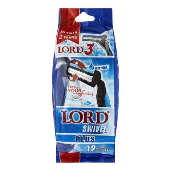 Lord 12-Piece Disposable Razors Rubber Handle Set Blue/Black