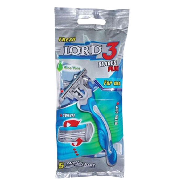 Lord 5-Piece 3 Blade Razor Set Blue/Grey