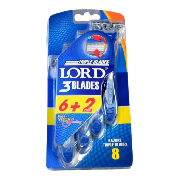 Lord 8-Piece Fresh 3 Blades Disposable Razor Set Blue/Grey